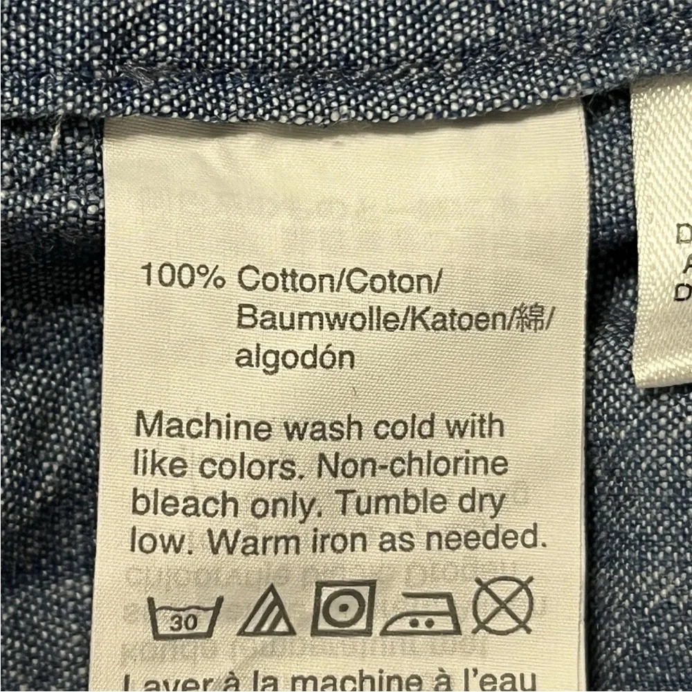 J Crew Pull On Elastic Waist Drawstring Chambray Cotton Shorts Blue Size Large